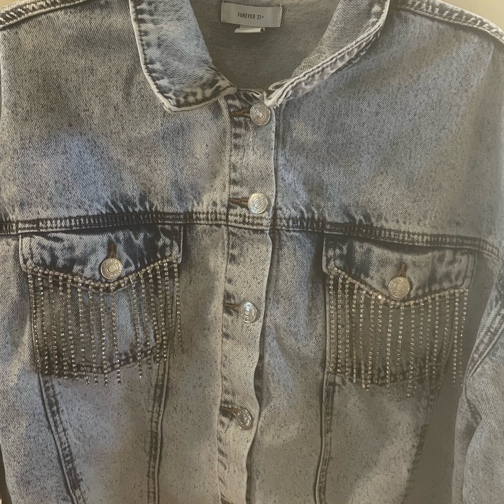 Denim Jacket with Rhinestones - Picture 3 of 5